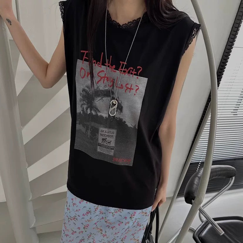 Sleeveless Print Top