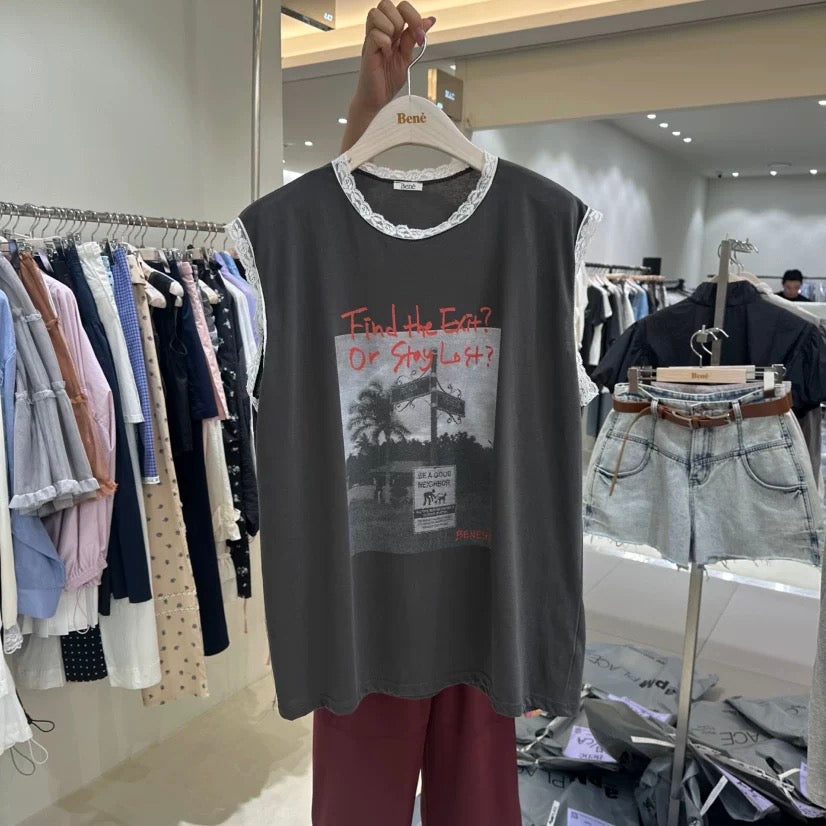 Sleeveless Print Top