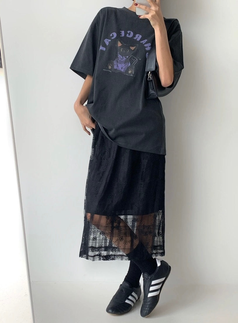 Embroidery See-through Skirt