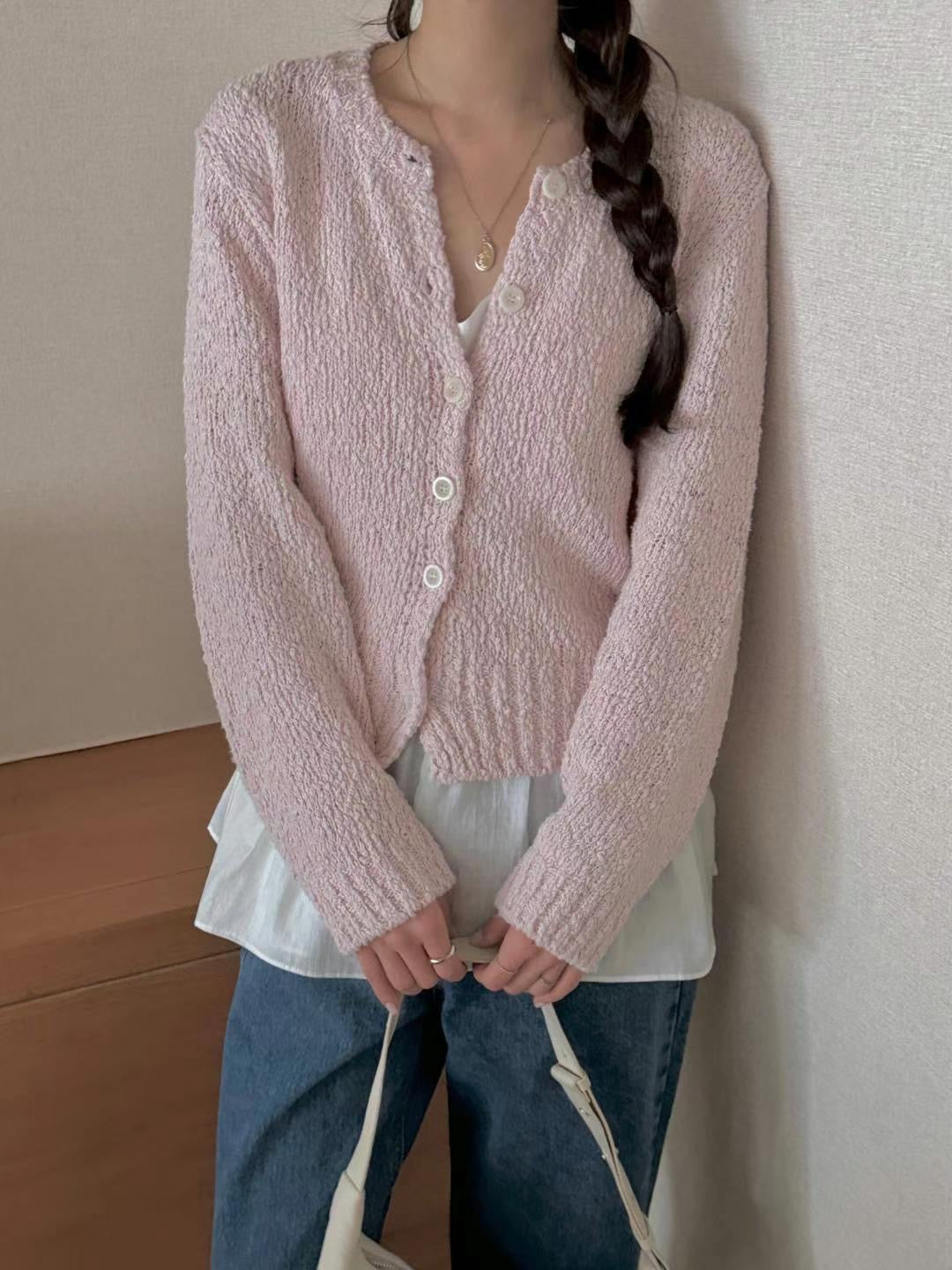 Boucle Open Front Cardigan