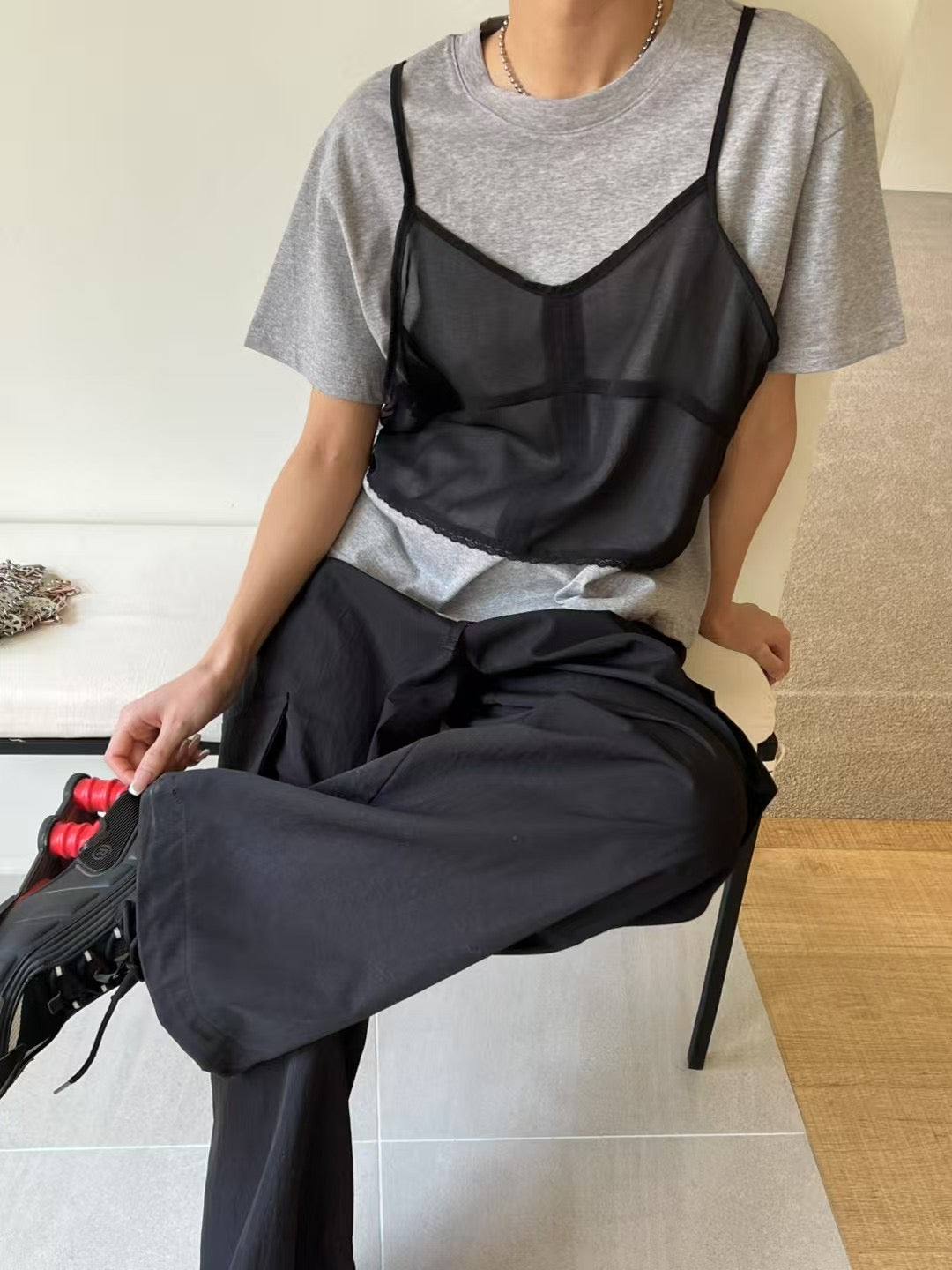 Layer chiffon Vest tee