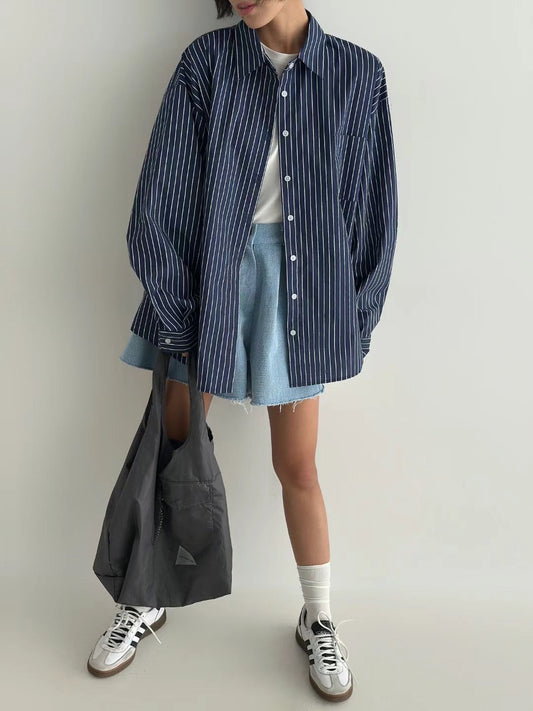 Button back Striped  Shirt