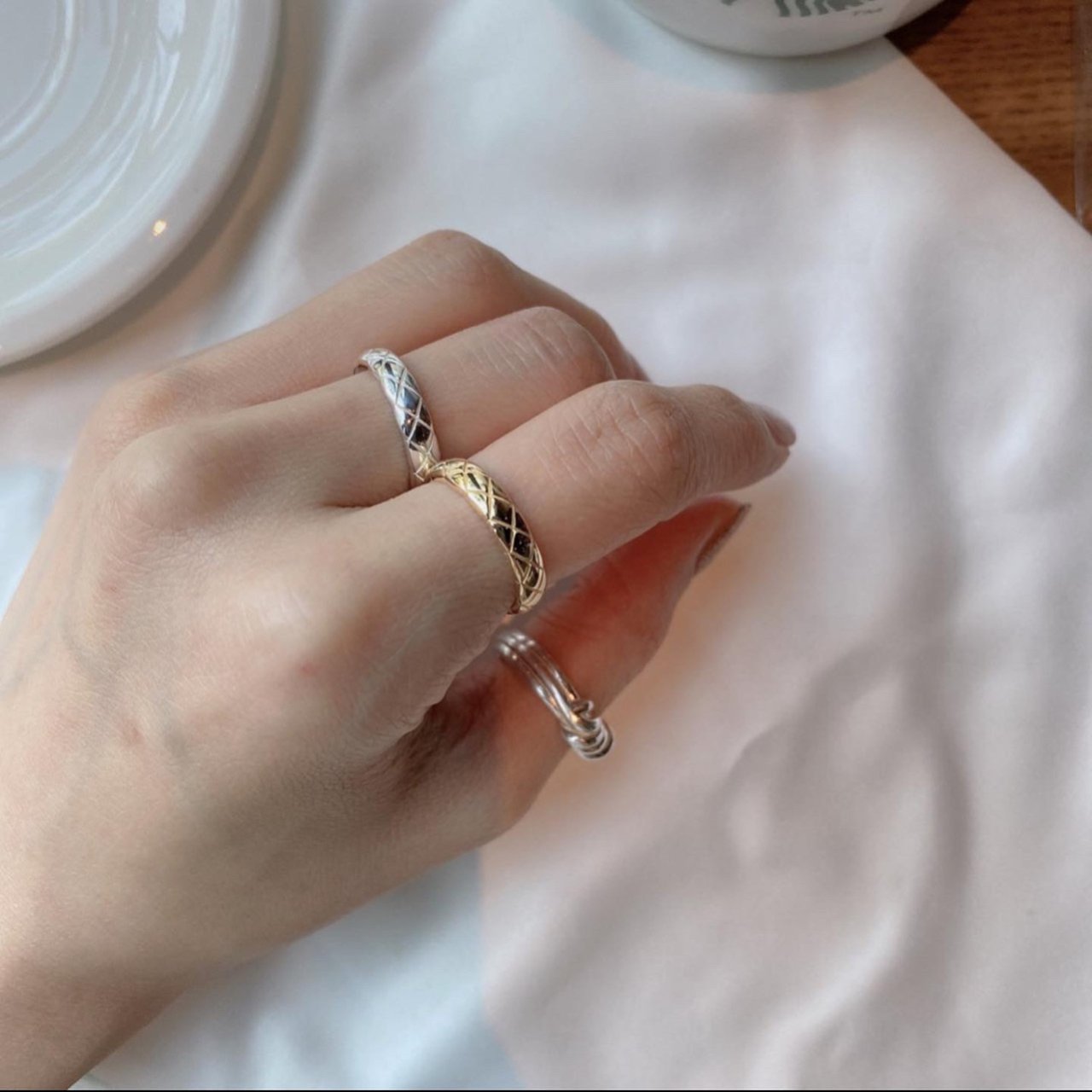 Silver Quilted Ring - mini