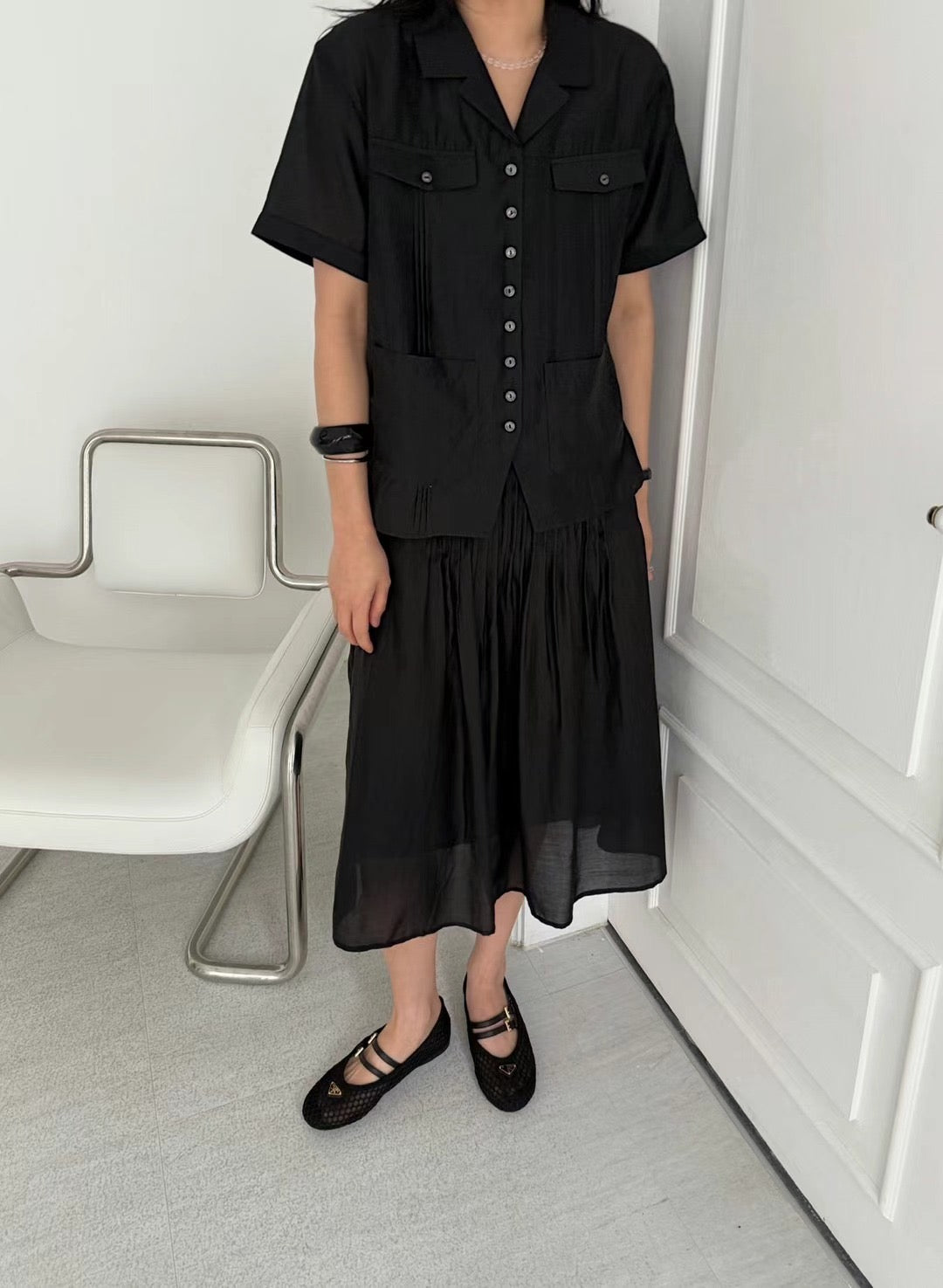 Chiffon blouse +skirt Set