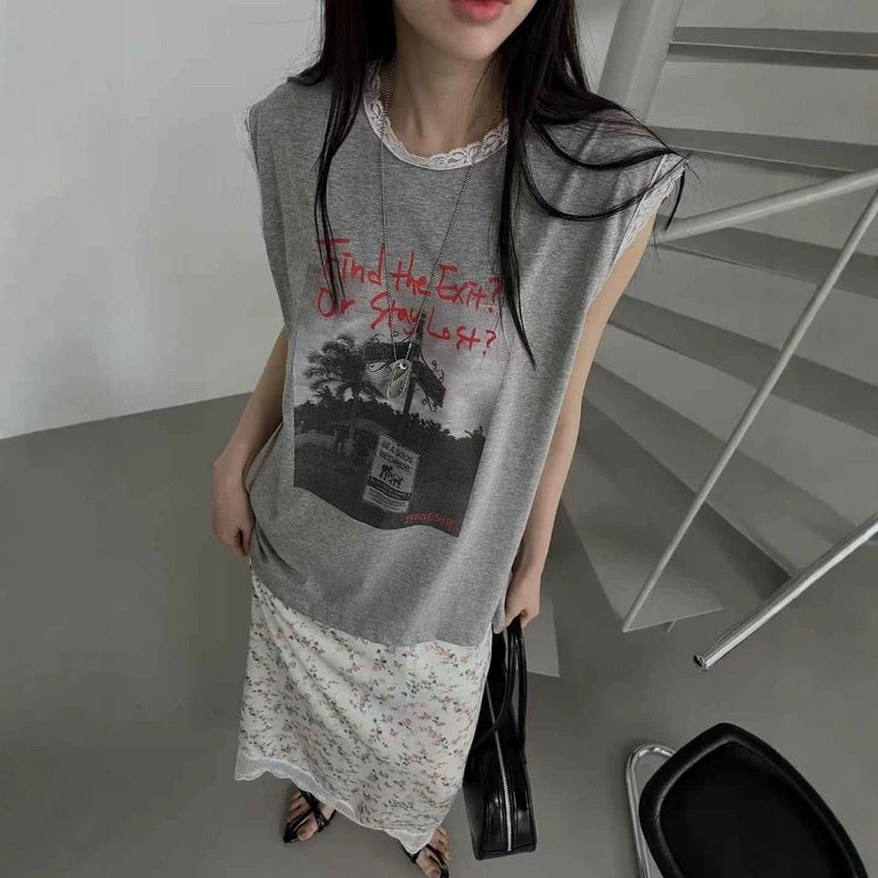 Sleeveless Print Top