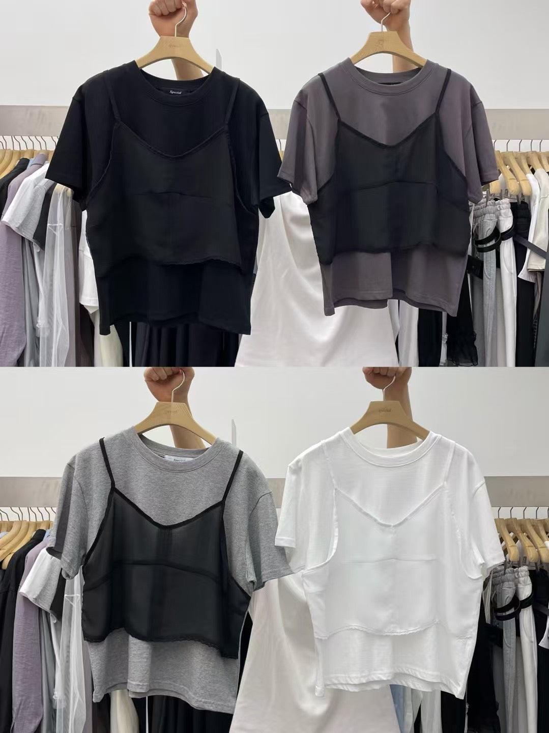 Layer chiffon Vest tee