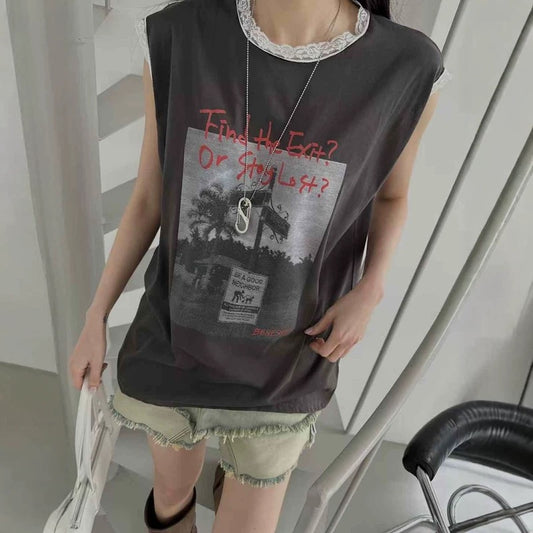 Sleeveless Print Top