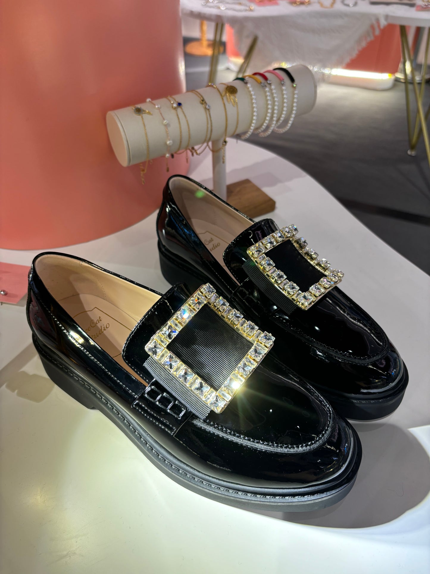 Diamond Buckle Leather Shoes