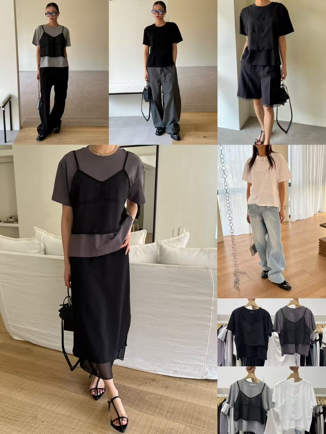 Layer chiffon Vest tee