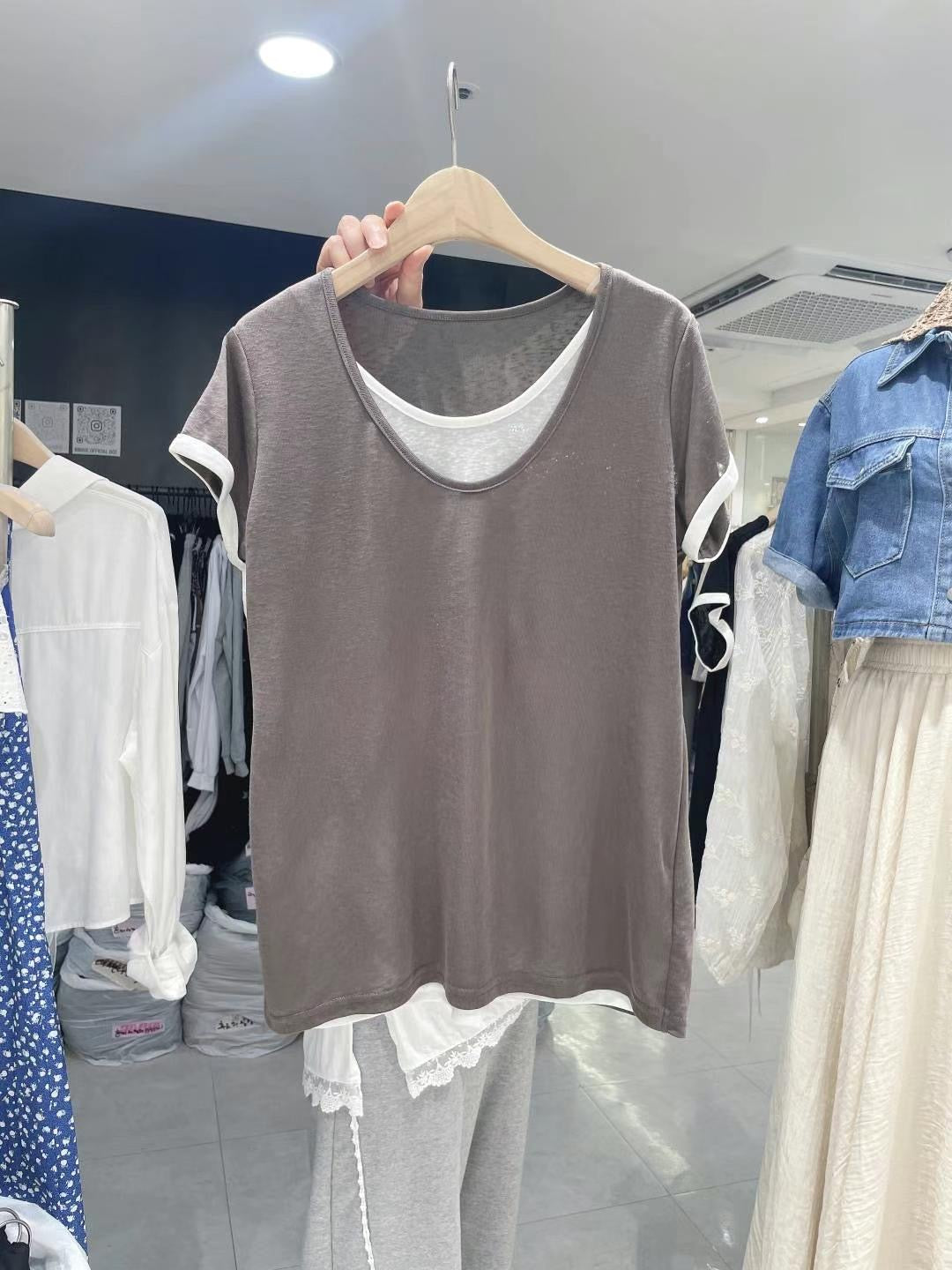 Layered cotton tee
