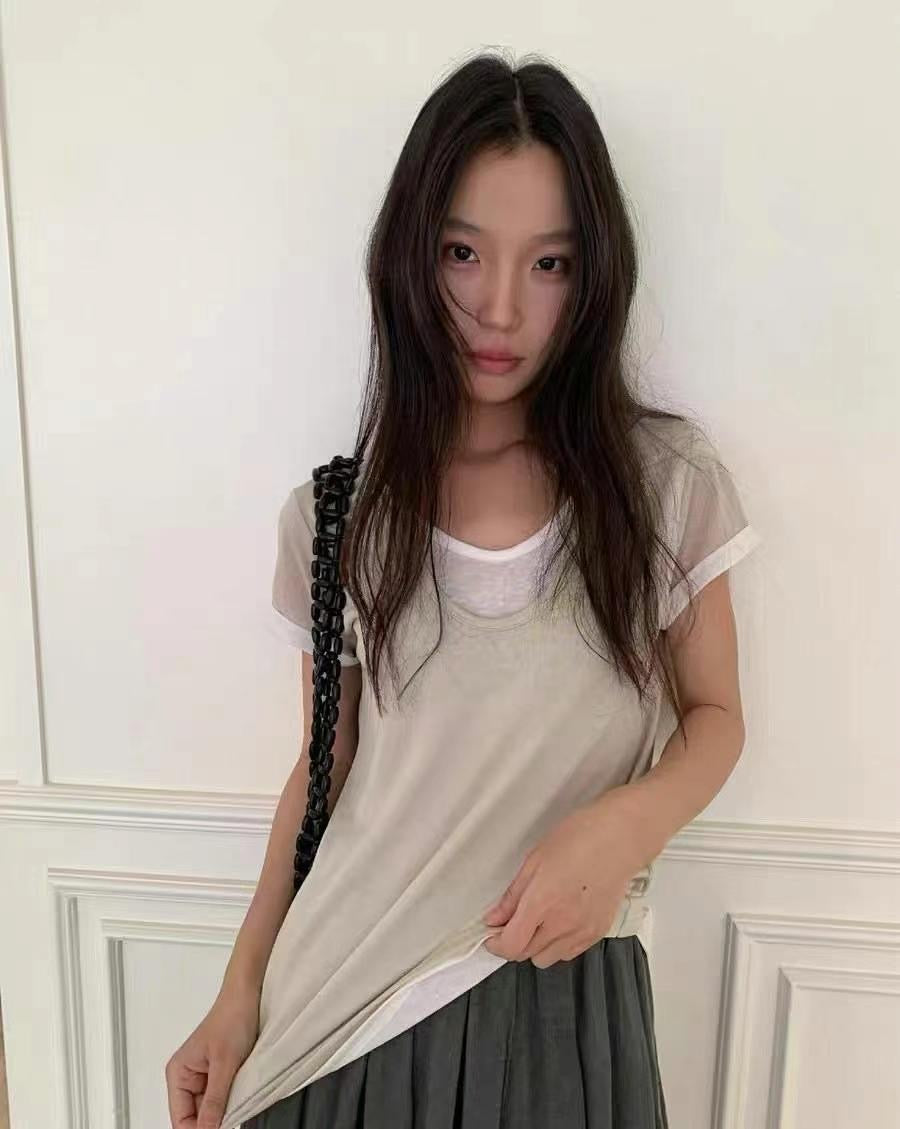 Layered cotton tee