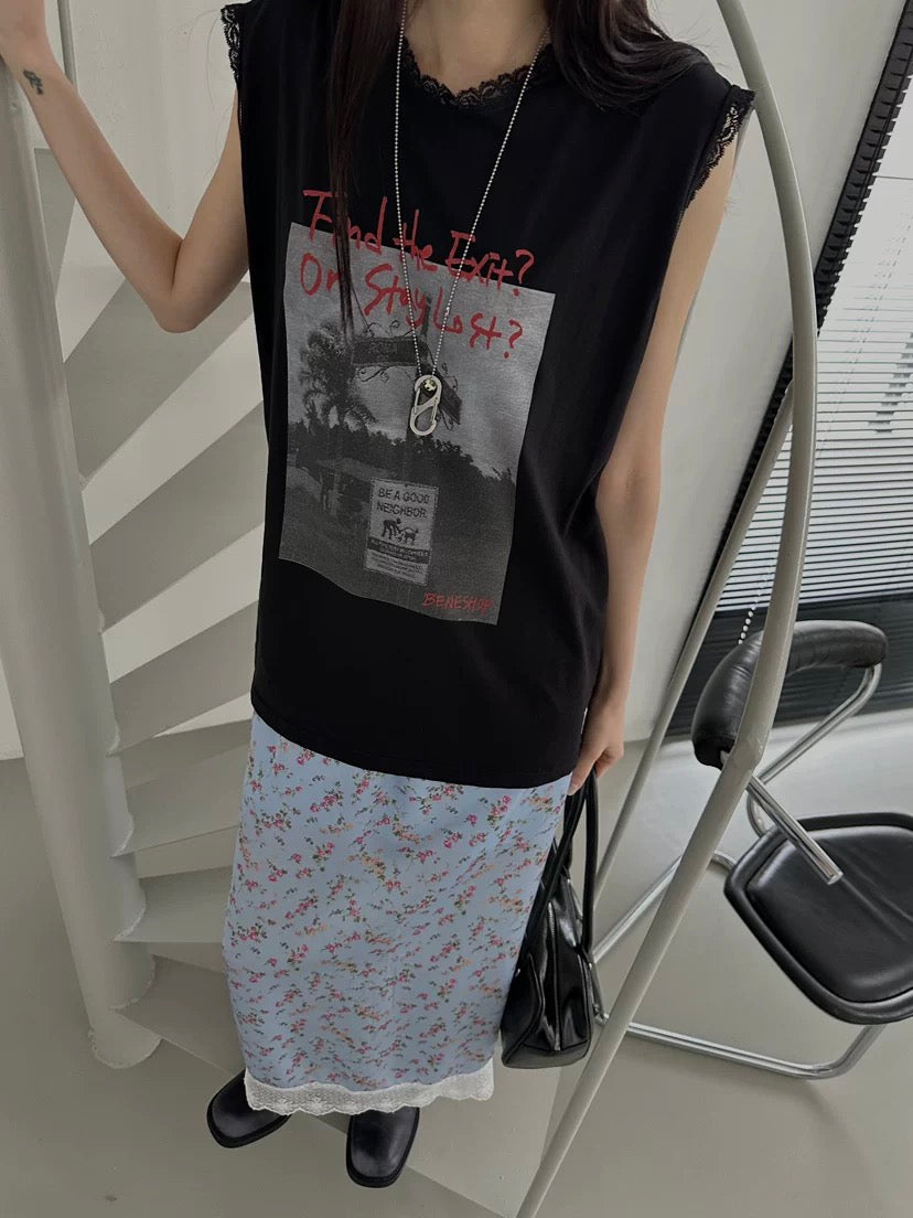 Sleeveless Print Top